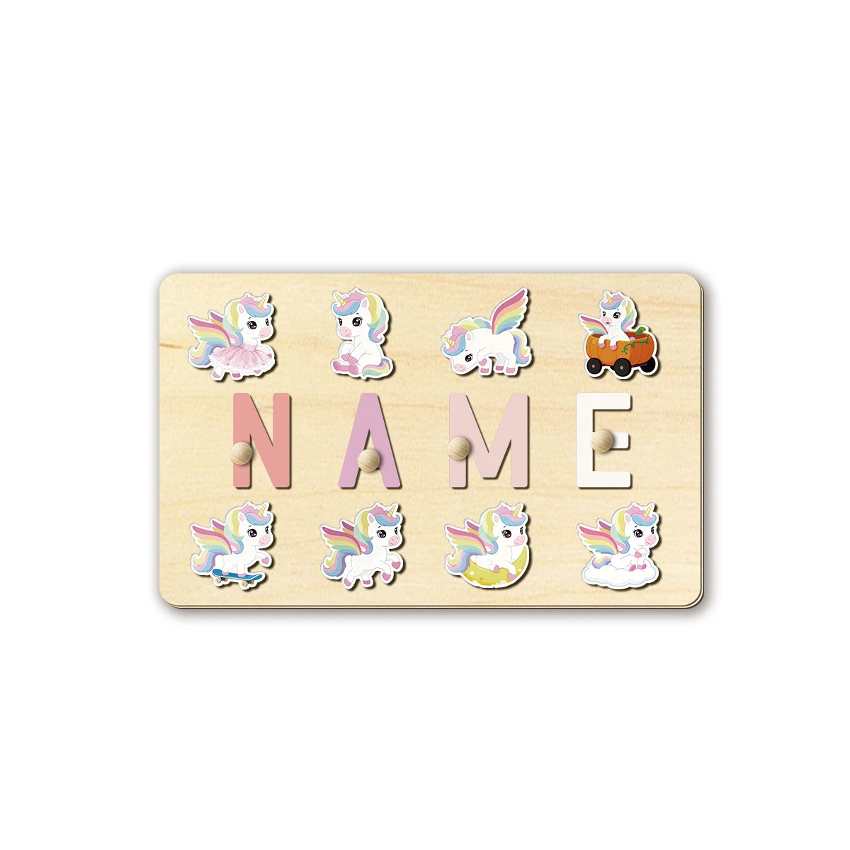 Personalised Unicorn Wooden Name Puzzle | Custom Unicorn Learning Toy