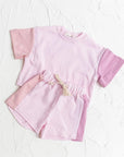 - Two-Tone Pink Cotton Shorts + Romper Set Baby Stork
