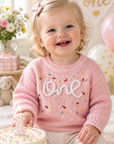 One Birthday Embroidered Knit Sweater | Six Colours