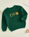 Two Birthday Lion Knit Jumper | Green