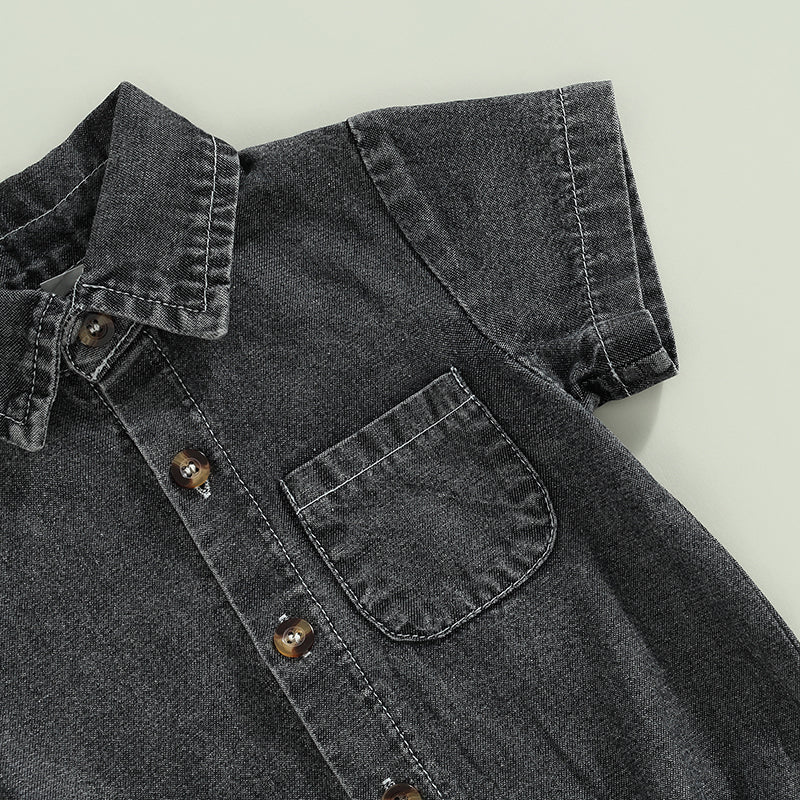 - Denim Button-Up Romper Baby Stork