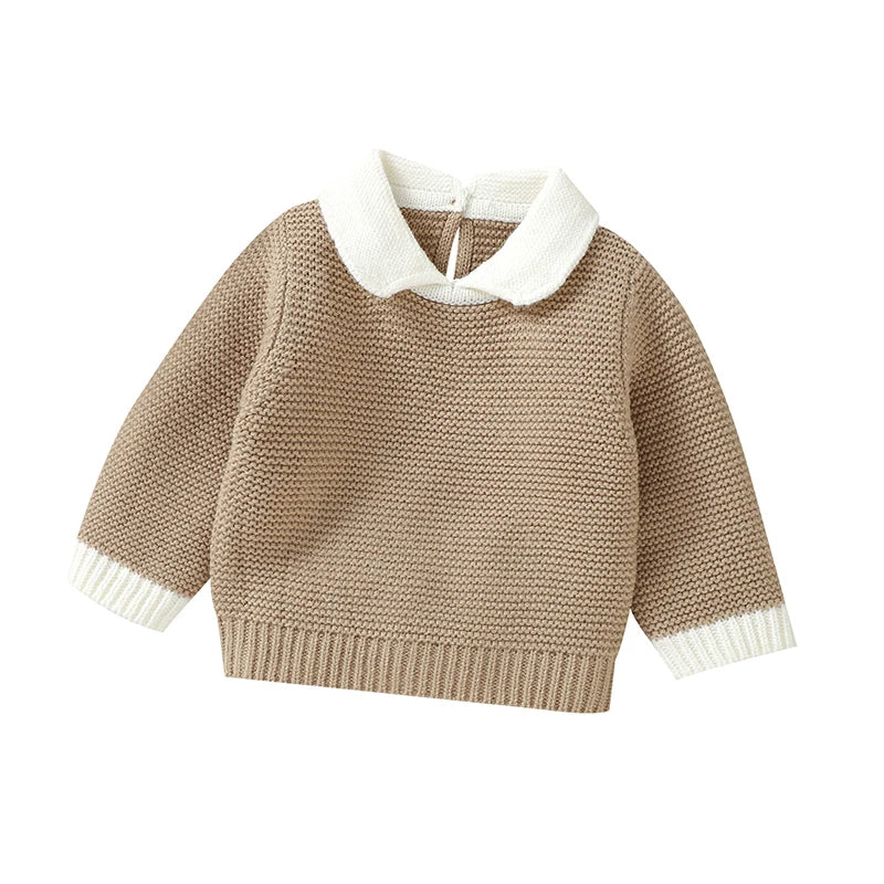 Caramel - Collared Knit Sweater – Classic Cotton Blend Baby Jumper Baby Stork