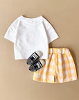- Lemon Gingham Baby Set – 2 Piece Outfit | Yellow Baby Stork
