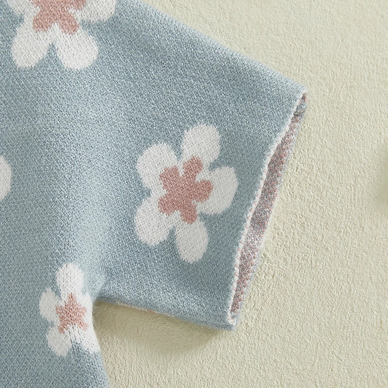 - Blue Blossom Knit Set Baby Stork