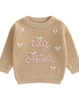 Khaki - Big Sister Embroidered Knit Sweater Baby Stork