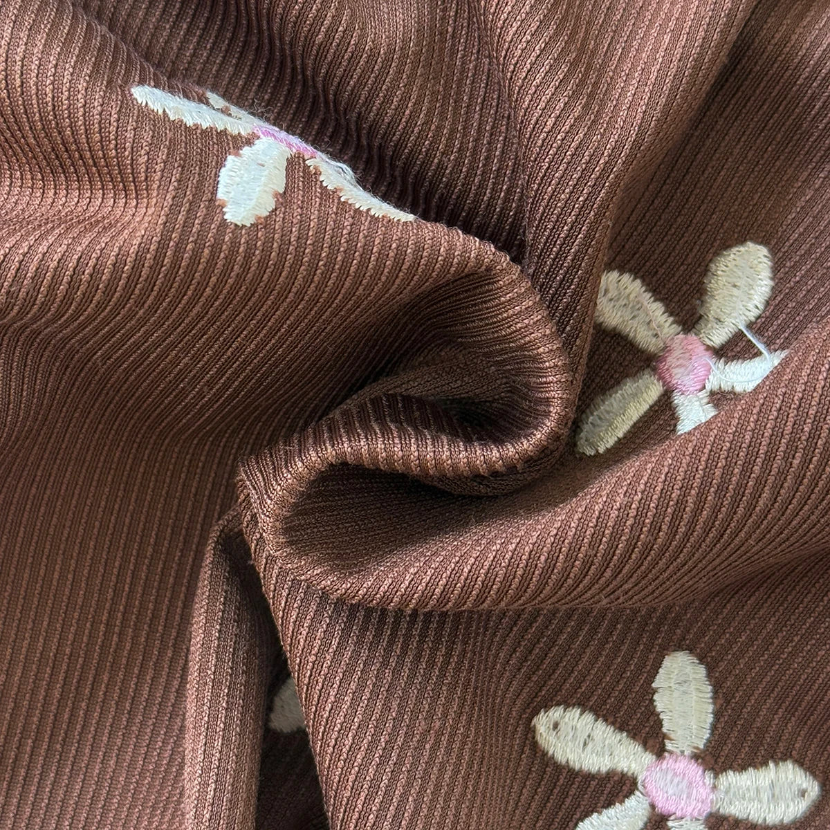 - Chocolate Corduroy Overall Dress – Embroidered Daisy Pinafore Baby Stork