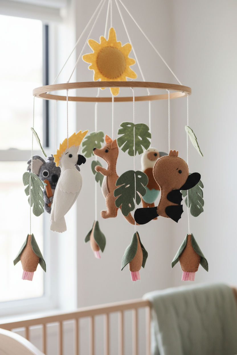 Australian Animals Baby Mobile | Koala, Kangaroo &amp; Cockatoo Nursery Mobile