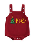 "One" First Christmas - Gingerbread & Candy Cane Christmas Romper Baby Stork