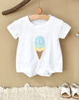 - Ice Cream Embroidered Baby Romper – 100% Cotton Bodysuit Baby Stork