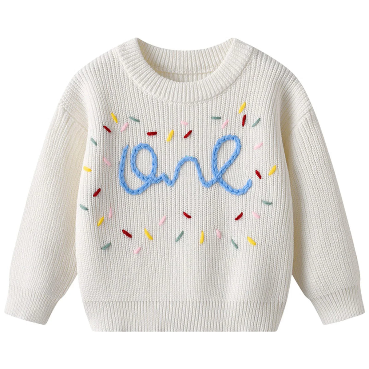 One Birthday Embroidered Knit Sweater | Six Colours