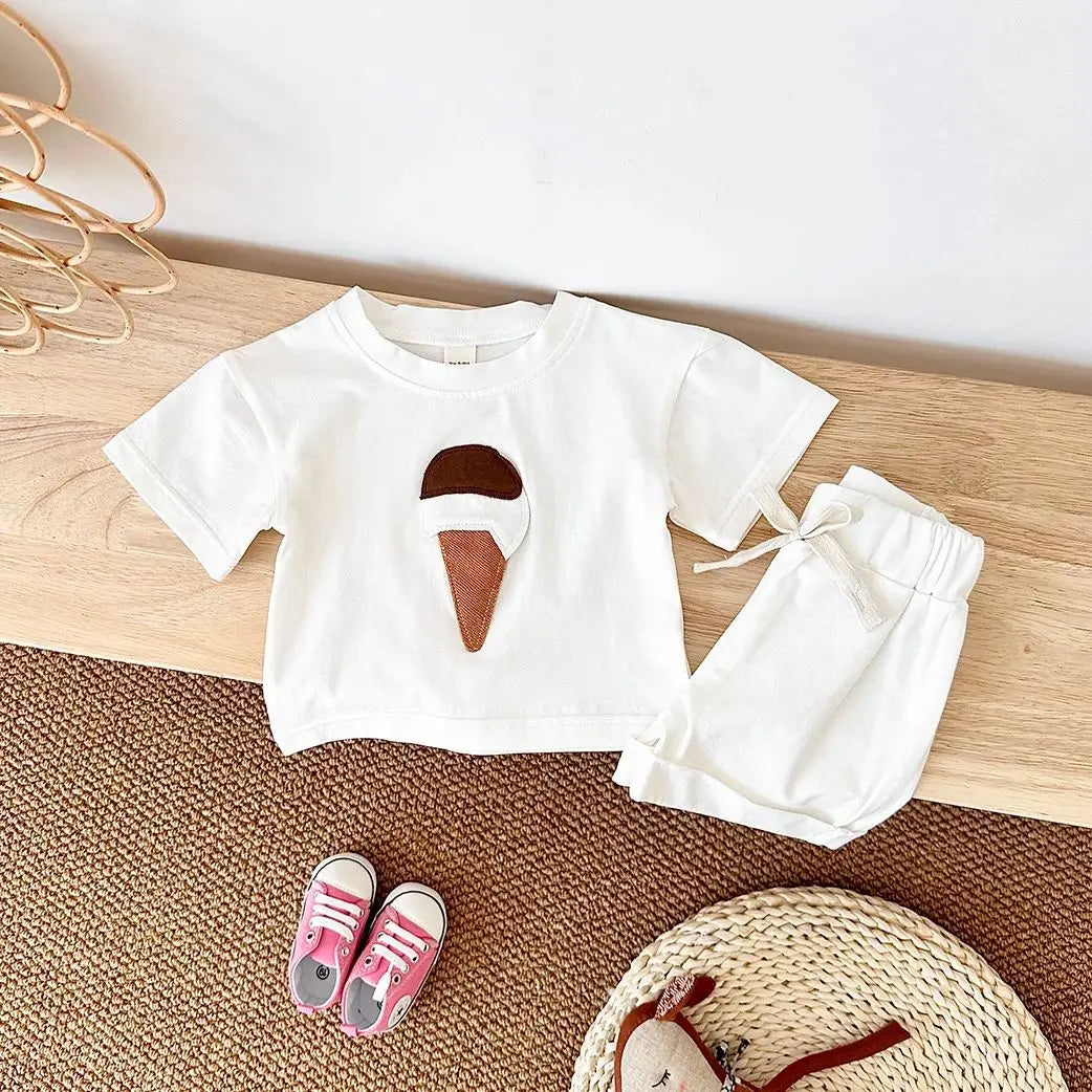- Ice Cream 2 Piece Set – Cotton Tee & Shorts Baby Stork