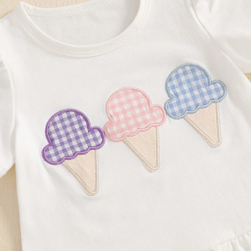 - Ice Cream Appliqué Shorts Set Baby Stork