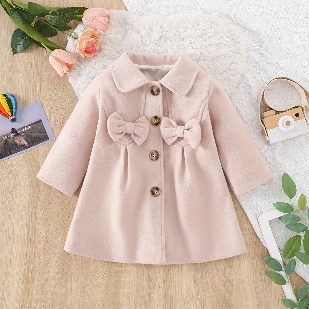 2-3Y - Blush Bow Toddler Coat Baby Stork