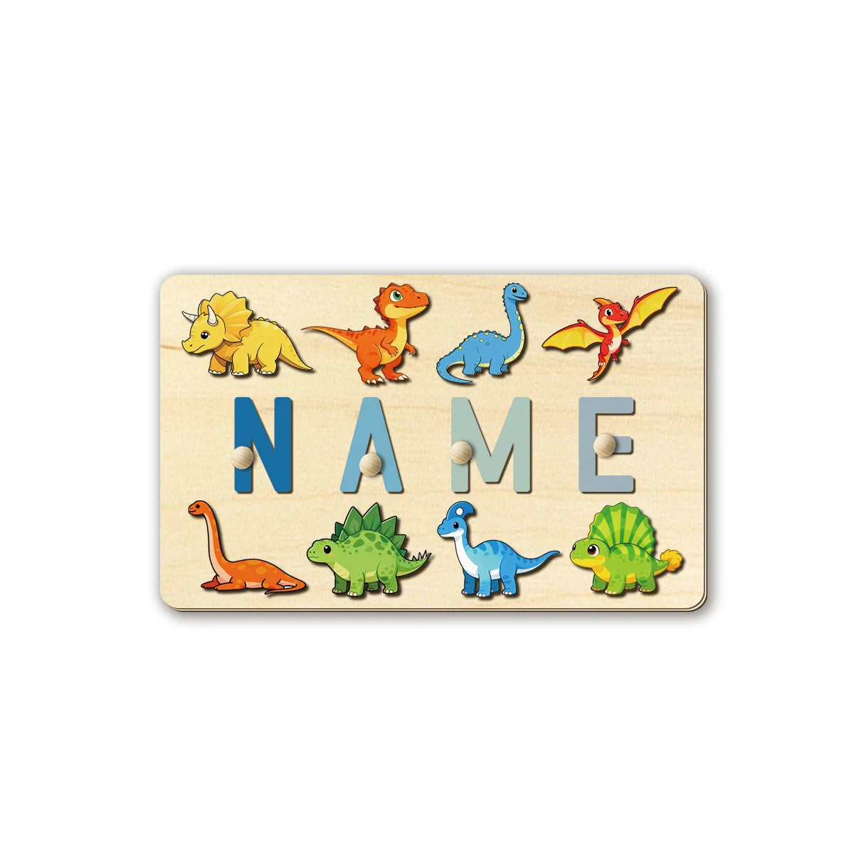 Personalised Dinosaur Wooden Name Puzzle | Custom Montessori Learning Toy