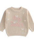 Beige - Big Sister Embroidered Knit Sweater Baby Stork