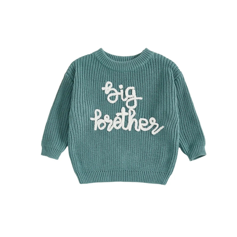 Green - Big Brother Embroidered Knit Sweater Baby Stork