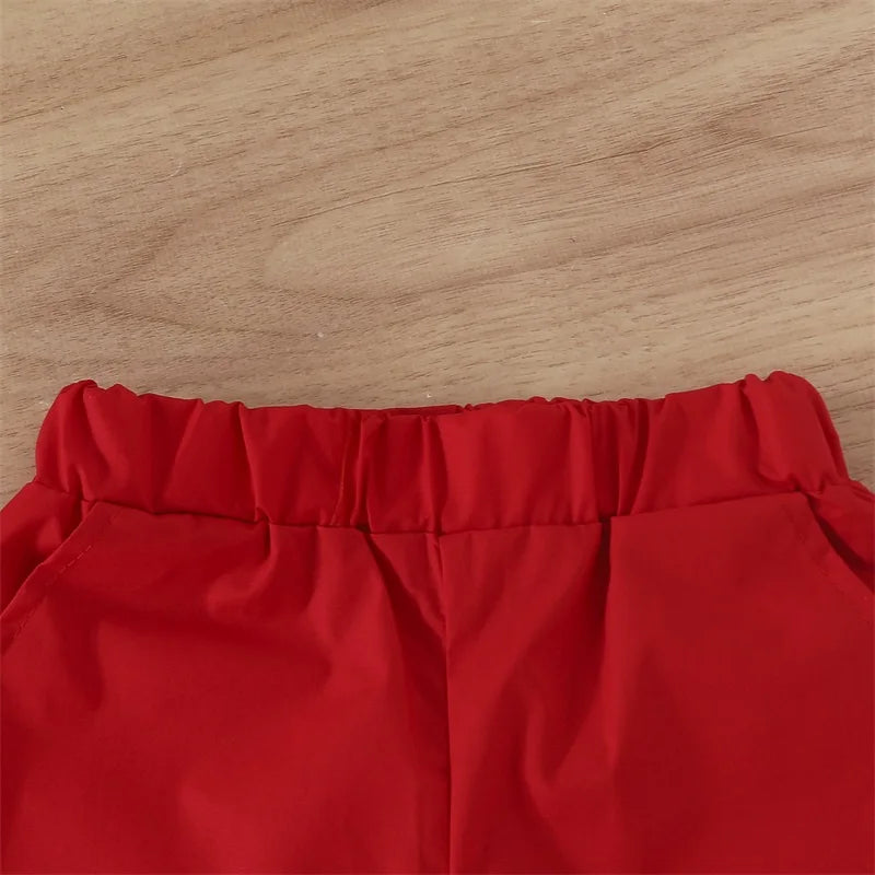 - Santa Print Christmas Shirt & Shorts Set Baby Stork