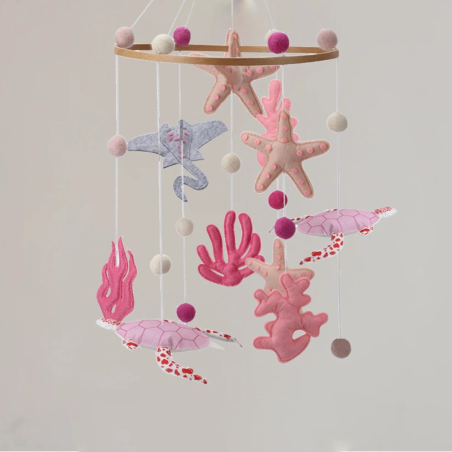 - Pink Under the Sea Baby Mobile – Ocean Theme Felt Cot Mobile Baby Stork