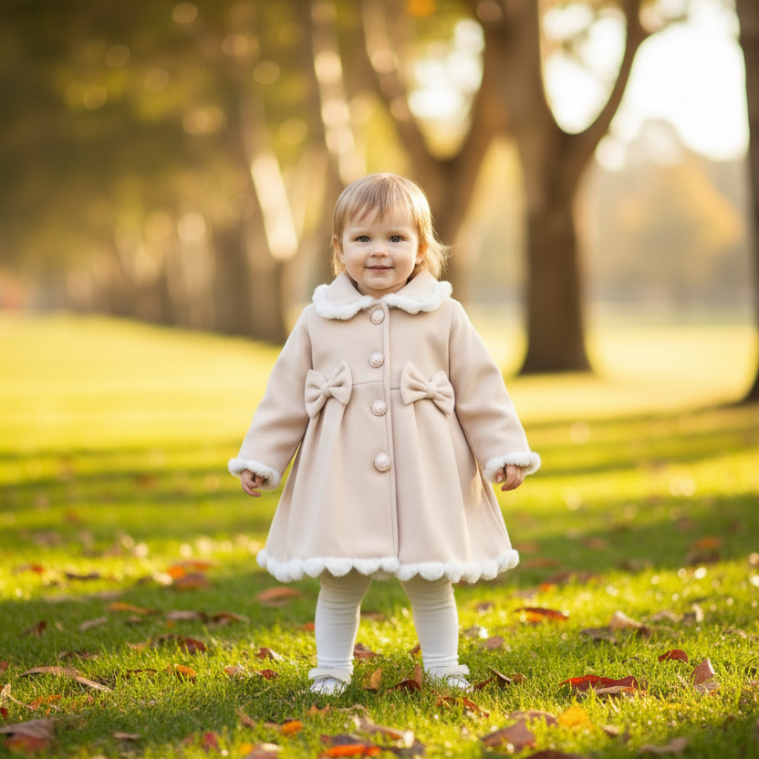 - Baby Girls Bow Winter Coat Baby Stork