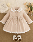 Beige - Baby Girls Bow Winter Coat Baby Stork