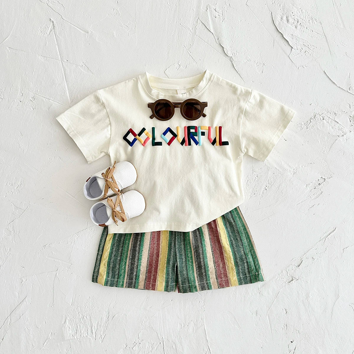 - Colourful Green Striped Shorts Set – 2 Piece Baby Outfit Baby Stork
