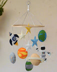 Space Mobile 1 M - Space Nursery Mobile | Solar System Baby Crib Mobile with Felt Astronaut & Spaceship | Perfect Baby Shower Gift Baby Stork Baby Mobile
