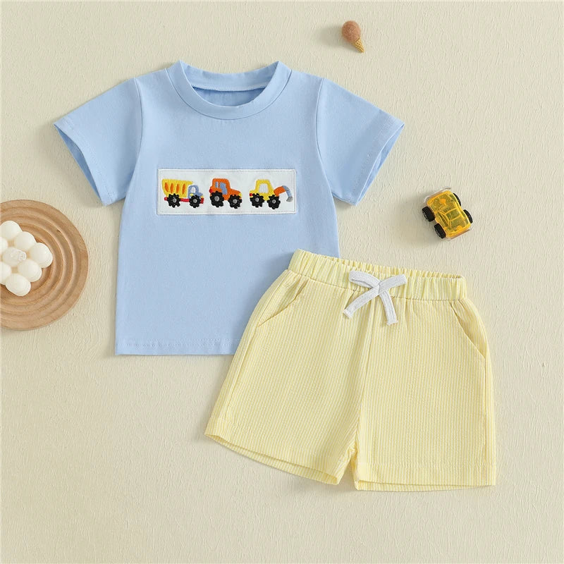 - Construction Vehicle Shorts Set Baby Stork