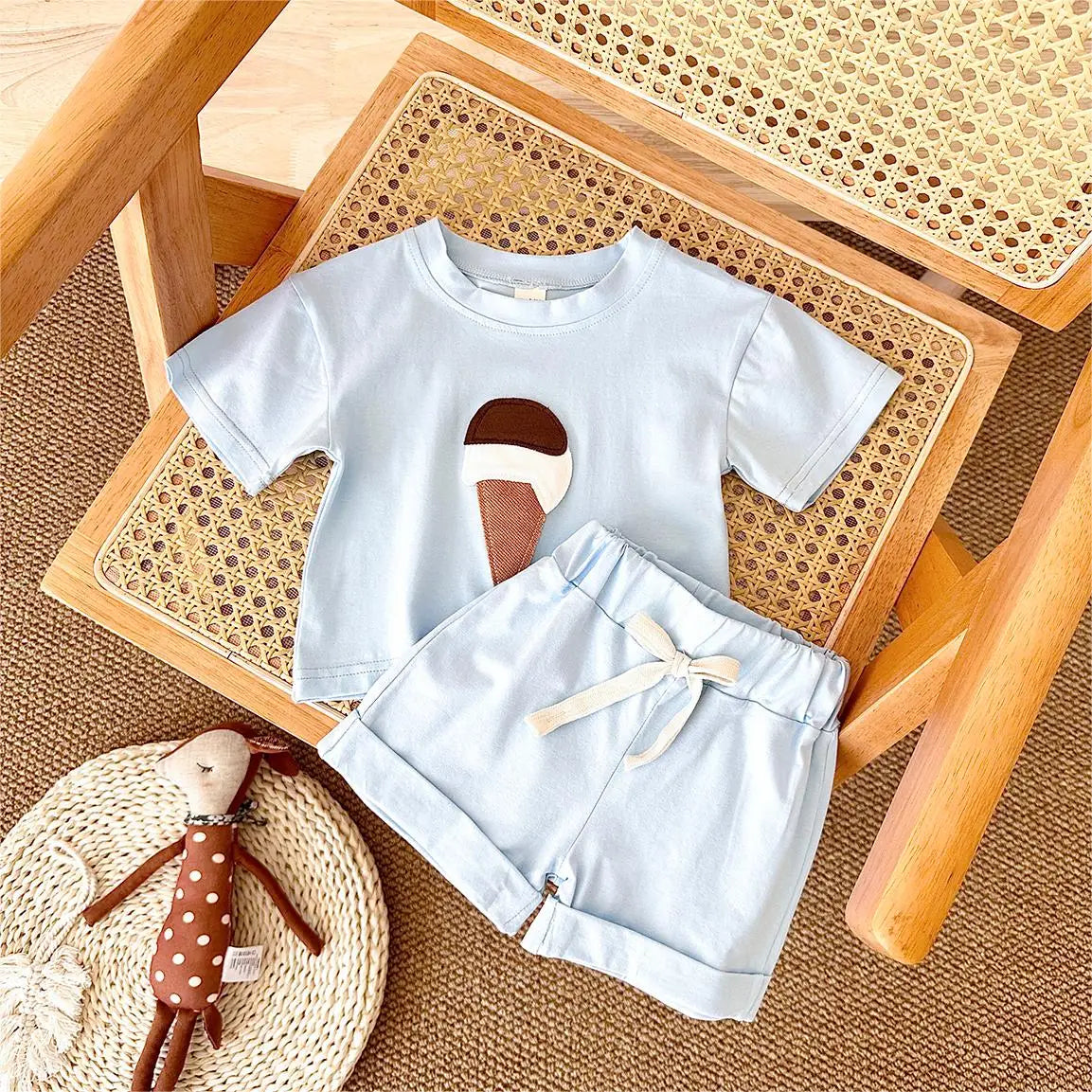 - Ice Cream 2 Piece Set – Cotton Tee &amp; Shorts Baby Stork