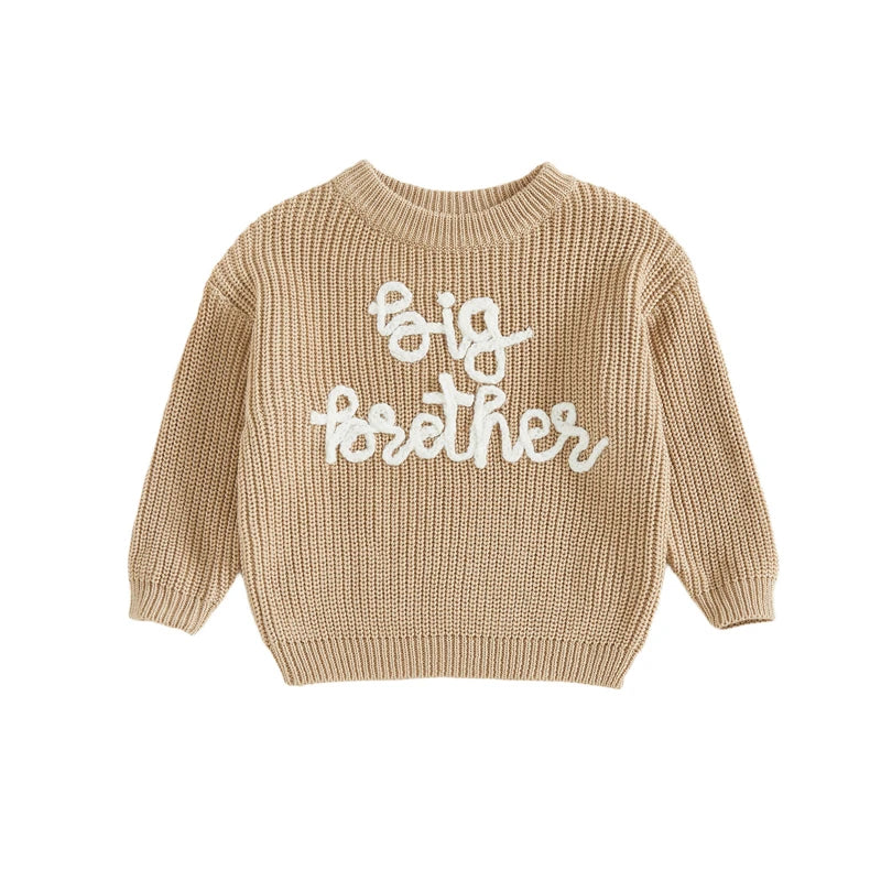 Khaki - Big Brother Embroidered Knit Sweater Baby Stork