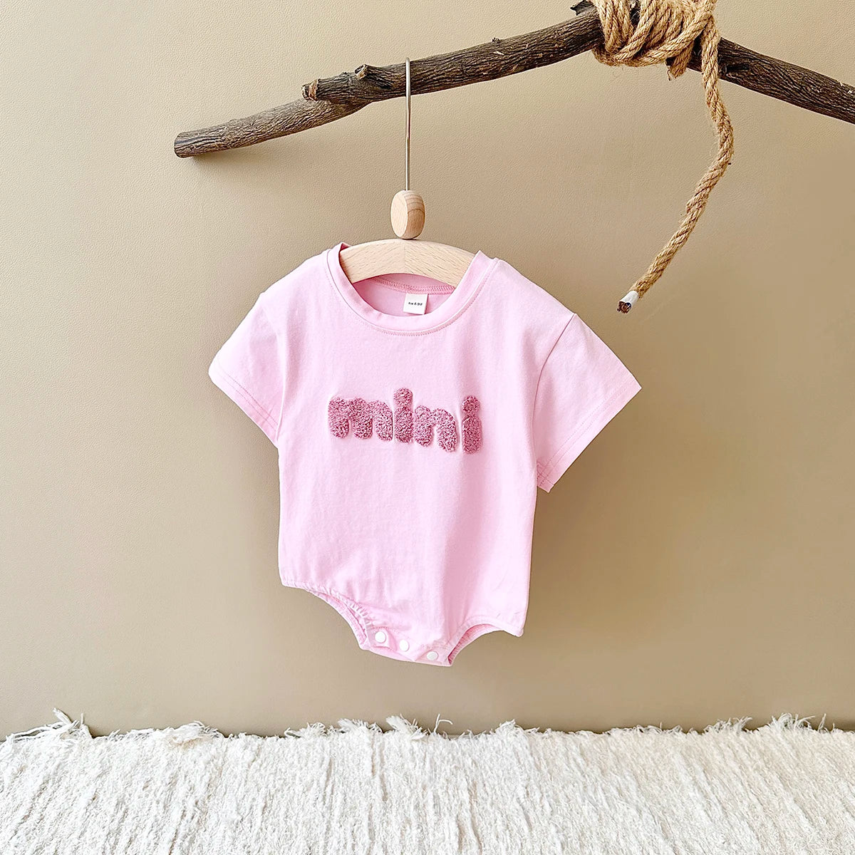 - Mini Textured Baby Romper – Soft Cotton Blend Bodysuit Baby Stork