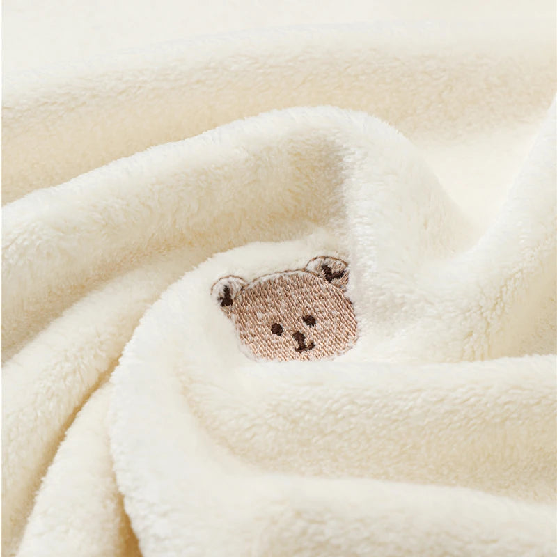 Polar Fleece Blanket with Embroidered Motifs | 125 × 90cm