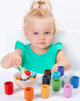- Montessori Wooden Balls in Cups Sorter - Rainbow Colour Sorting Game Baby Stork Baby & Kids > Toys