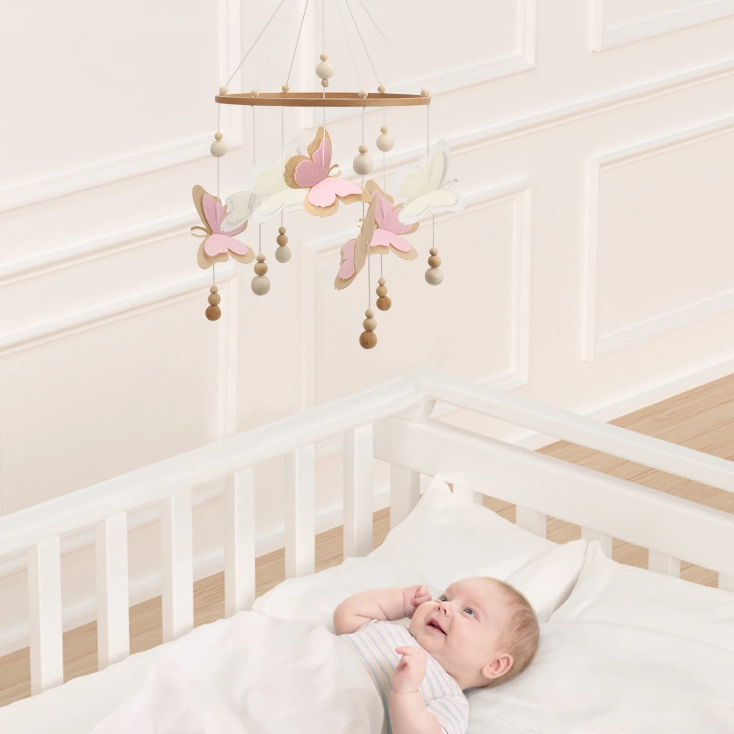 Pink Butterfly Baby Mobile Eco-Friendly Crib Mobile for Baby