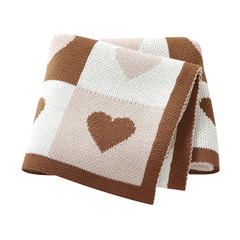 Chcolate - Heart Pattern Baby Blanket – 90 × 70 cm | Ultra-Soft Acrylic | Multiple Colours Baby Stork