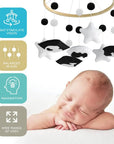 - High Contrast Black & White Baby Mobile – Sensory Newborn Nursery Cot Mobile Baby Stork Baby Mobile