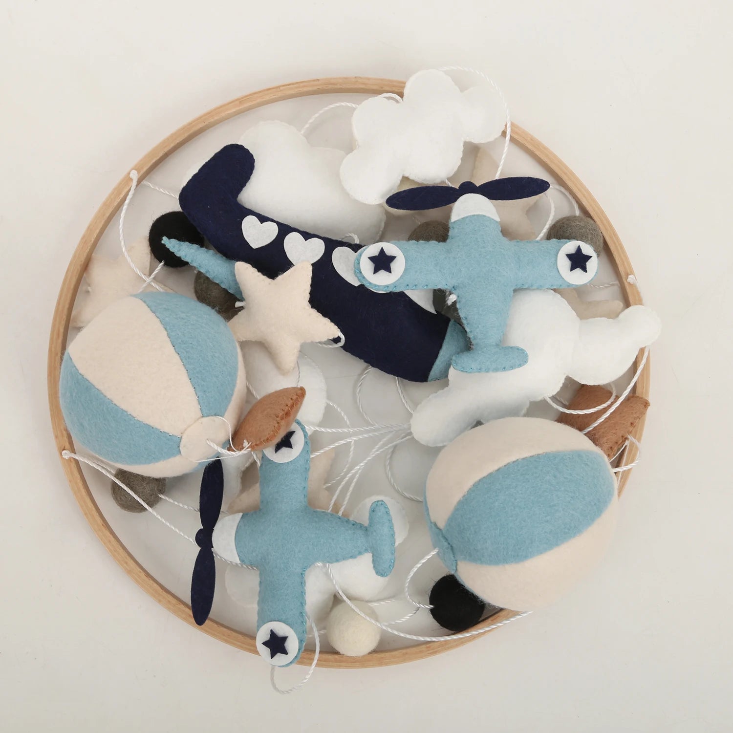 - Hot Air Balloon & Airplane Felt Baby Mobile Baby Stork