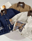 Kids Check Detail Collared Jacket