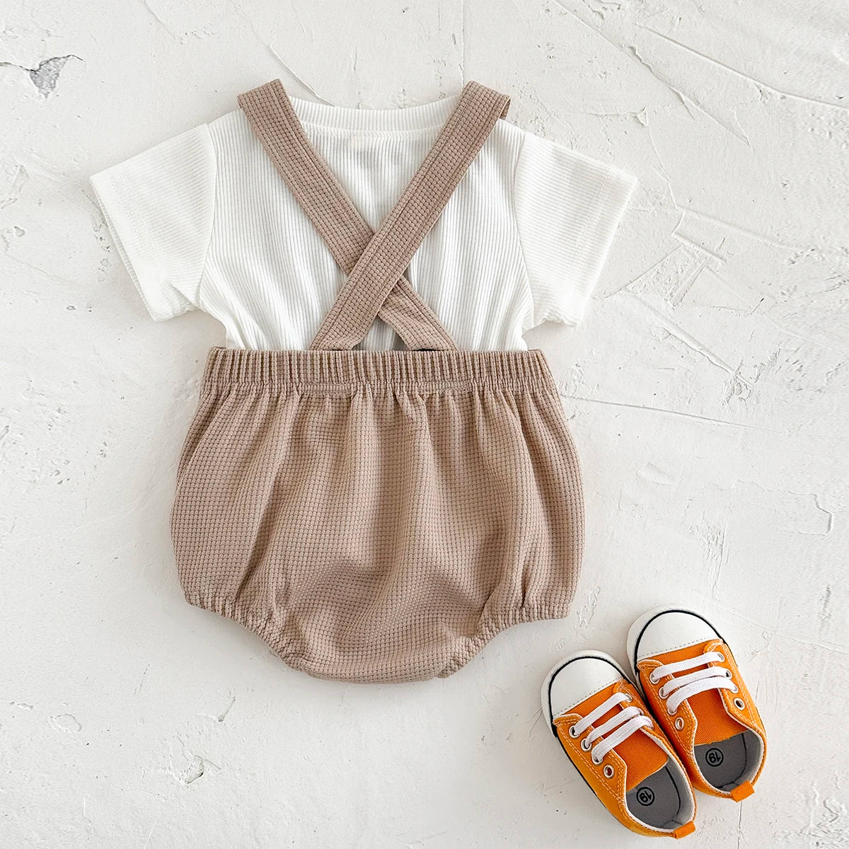 - Rainbow Waffle Romper Set – 2 Piece Outfit Baby Stork