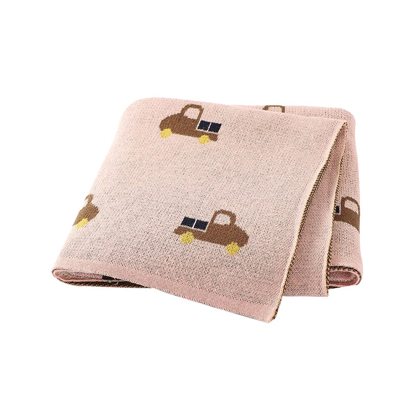 Light Pink - Truck Pattern Baby Blanket – 90 × 70 cm | Soft Acrylic | 6 Colours Baby Stork