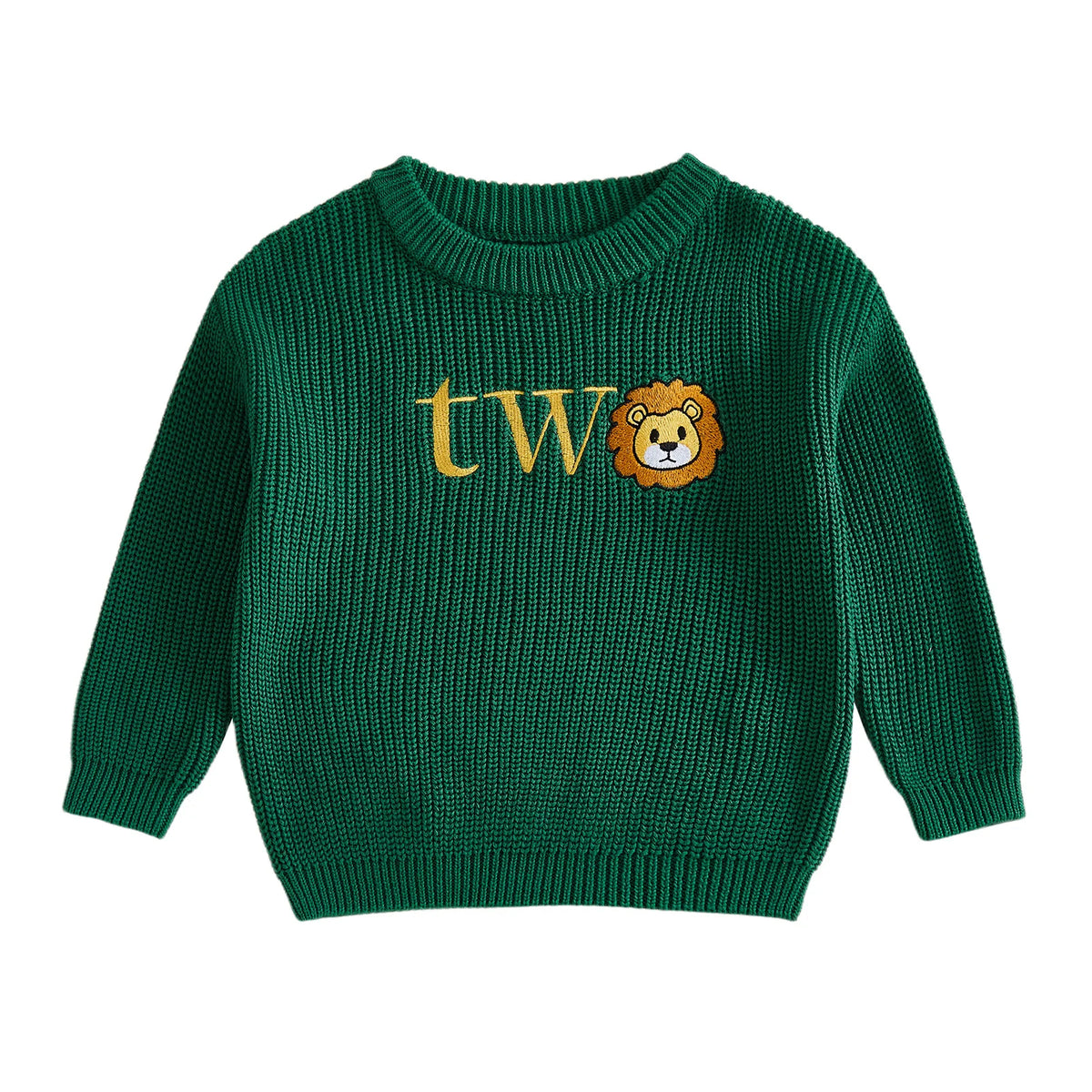Two Birthday Lion Knit Jumper | Green