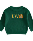 Two Birthday Lion Knit Jumper | Green