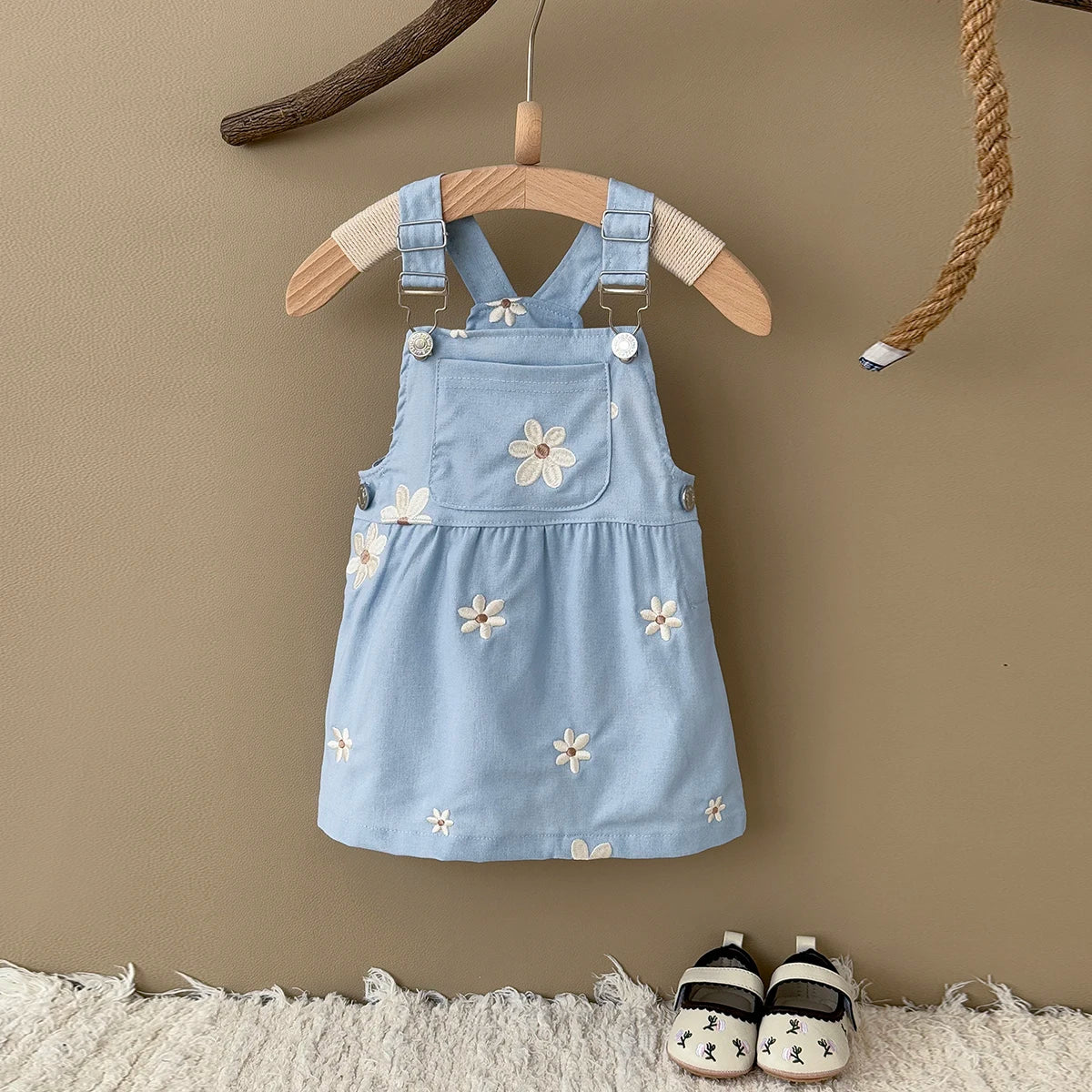- Blue Daisy Overall Dress Baby Stork