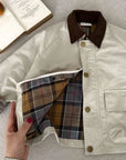 Kids Check Detail Collared Jacket