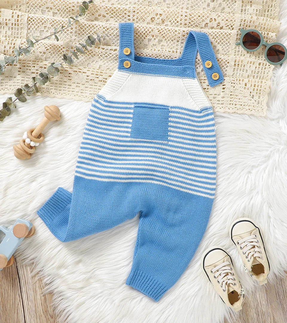 - Baby Knit Stripe Overalls Baby Stork