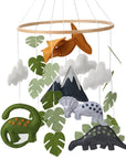 - Handmade Dinosaur Baby Mobile with Mountains & Leaves – Soft Felt Cot Mobile Baby Stork Baby Mobile