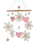 - Daisy & Hearts Felt Cot Mobile - Pink & Cream AE