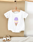 - Ice Cream Embroidered Baby Romper – 100% Cotton Bodysuit Baby Stork