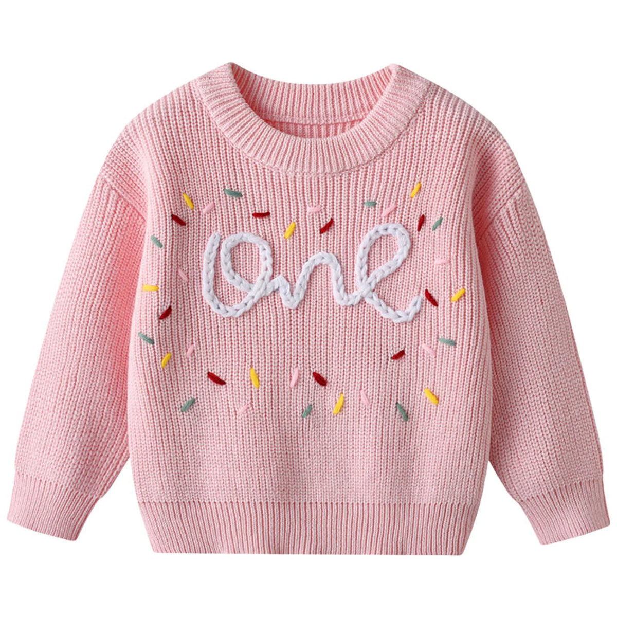 One Birthday Embroidered Knit Sweater | Six Colours