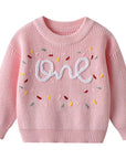One Birthday Embroidered Knit Sweater | Six Colours
