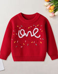 One Birthday Embroidered Knit Sweater | Six Colours